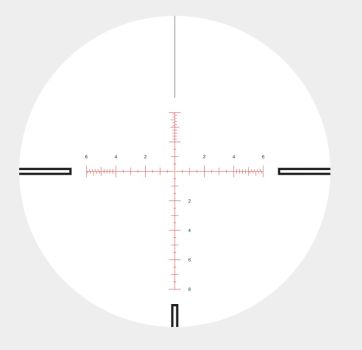 Preview: Beleuchtetes MIL PRO II Absehen des Hawke Vantage HD 6-24x50 Zielfernrohrs mit roter Absehenbeleuchtung.