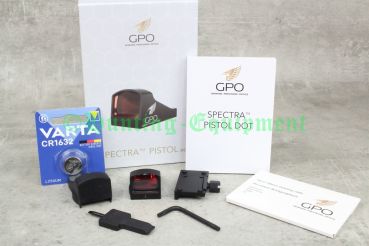 Preview: Das ultrakompakte GPO SPECTRA Pistol Dot montiert auf einer Optics-Ready Kurzwaffe.
