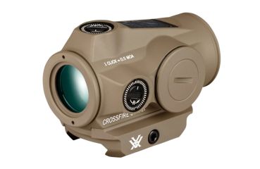 Seitliches Helligkeits-Einstellrad und Batteriefach des Vortex Crossfire II Red Dots.