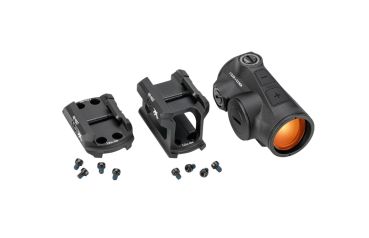 Seitliches Helligkeits-Einstellrad und Batteriefach des Vortex Crossfire II Red Dots.