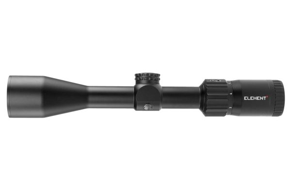 Nahaufnahme der abgedeckten Verstelltürme des Element Optics IRIS 3-9x40 auf dem 1-Zoll-Mittelrohr.