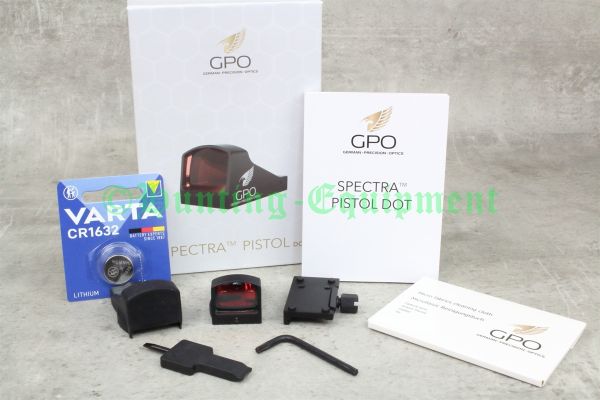 Das ultrakompakte GPO SPECTRA Pistol Dot montiert auf einer Optics-Ready Kurzwaffe.