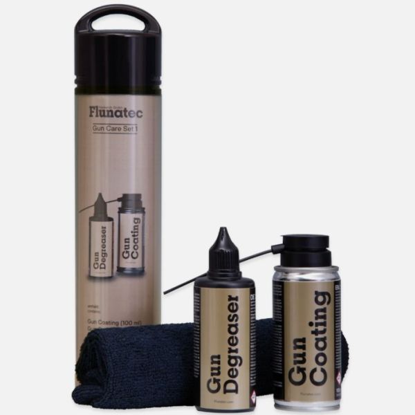 Fluna Tec Waffenpflege-Set mit Gun Coating Keramikbeschichtung, Gun Degreaser Waffenentfetter und Mikrofasertuch